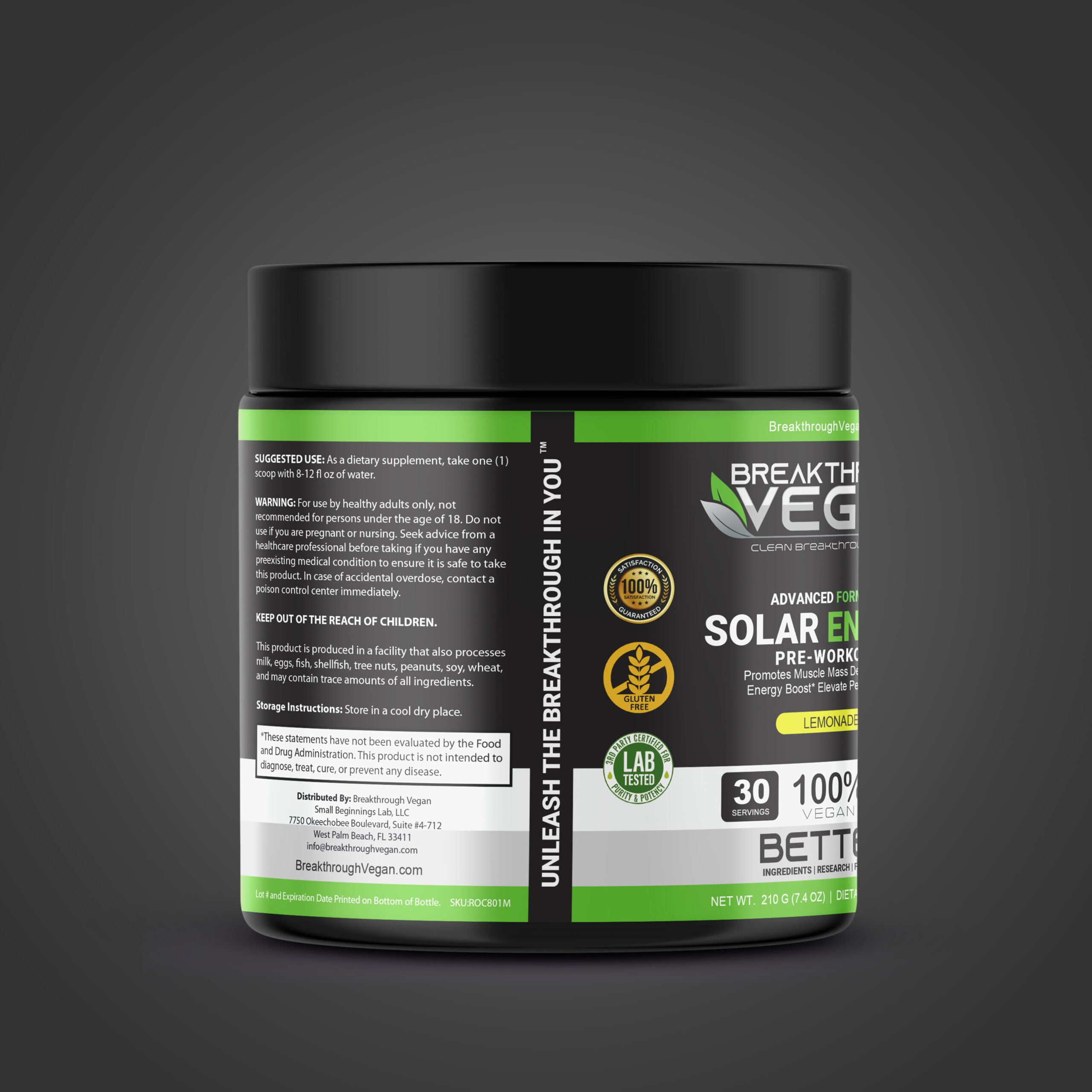 Top Vegan PreWorkout Solar Energy Lemonade 100 Vegan